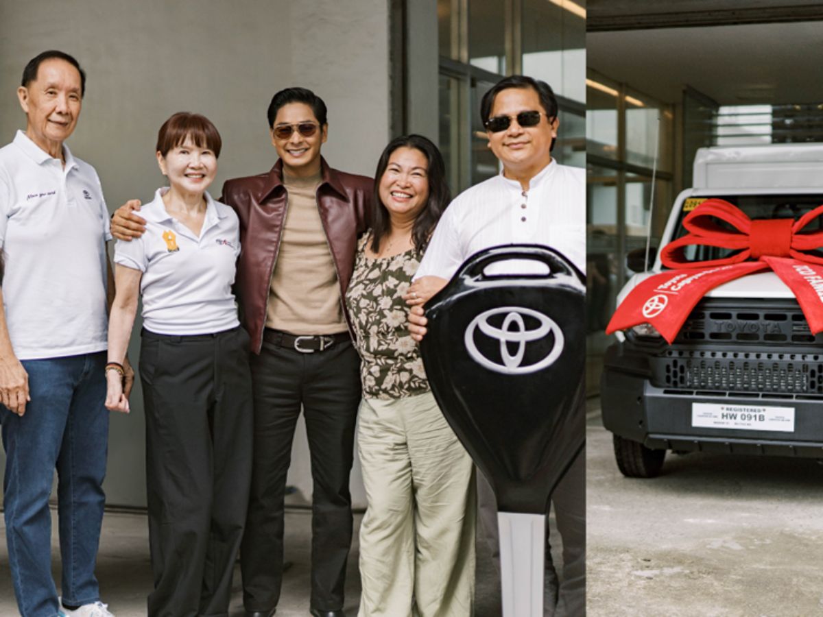 Coco Martin, together with TCO executives Betty Lu and Peter Lim Lo Suy, handed over a newly purchased Tamaraw Utility Van to customers Mr. and Mrs. Lopez.