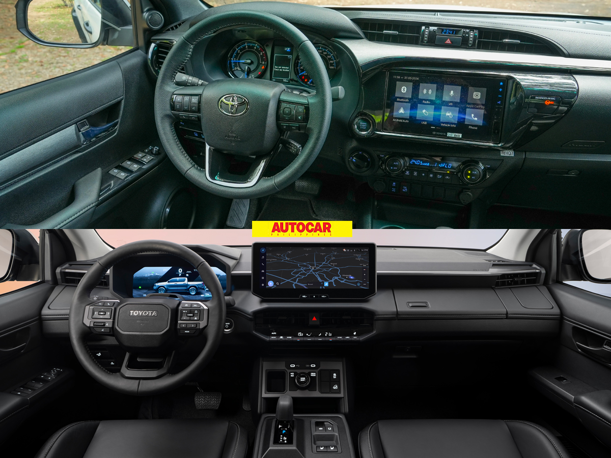 Old vs. new Toyota Hilux: front interior