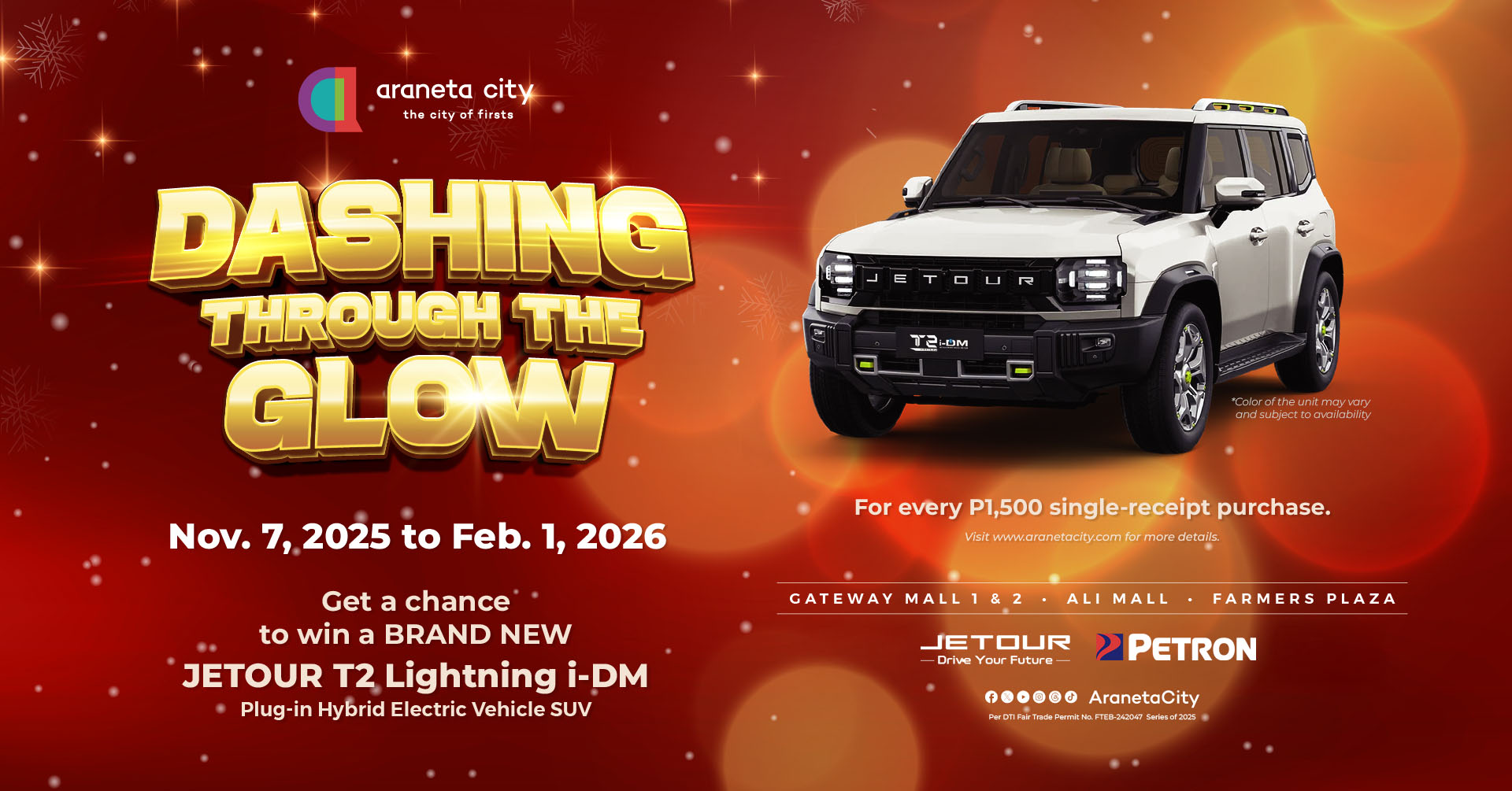 Jetour Auto Philippines and Araneta City Dashing Through the Glow” raffle promo