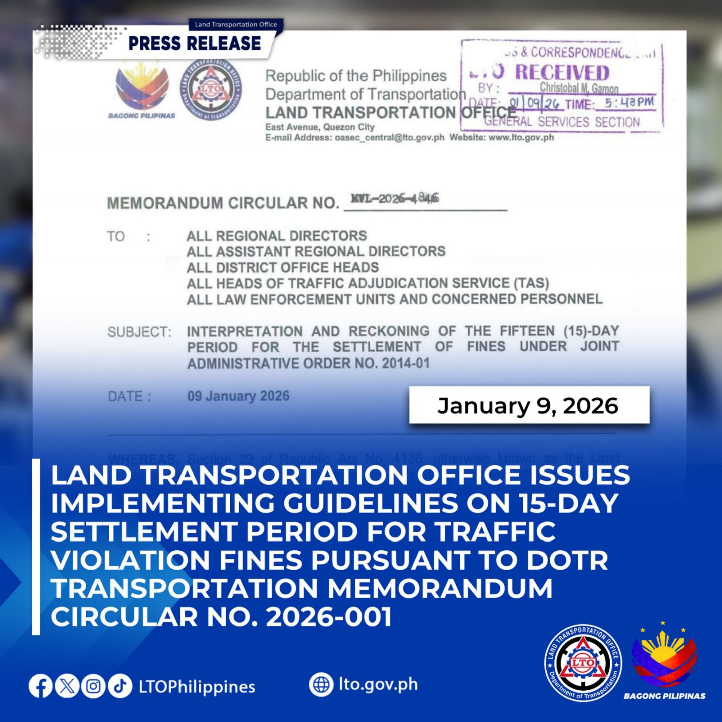 Memorandum Circular No. MVL-2026-4846