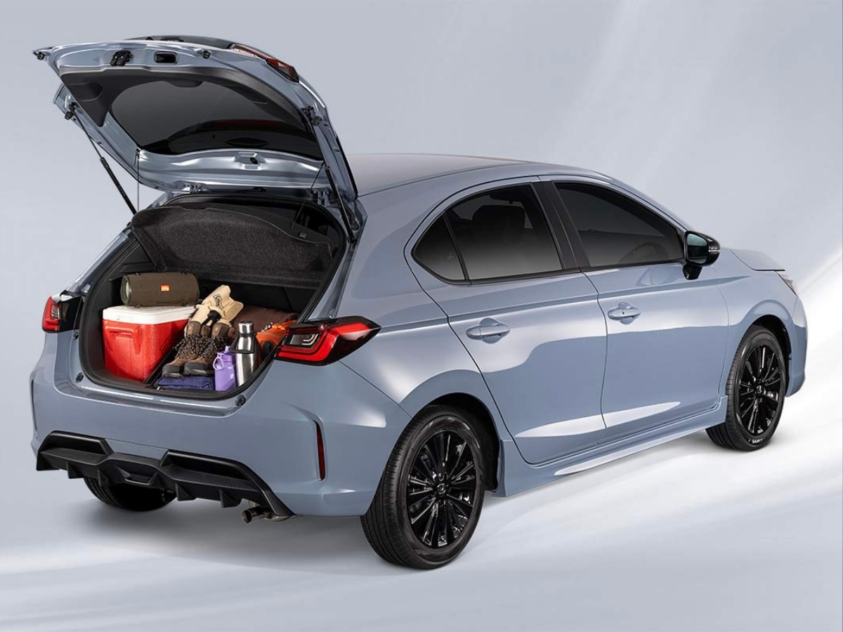 Honda City Hatchback rear right hatch opened, cargo visible