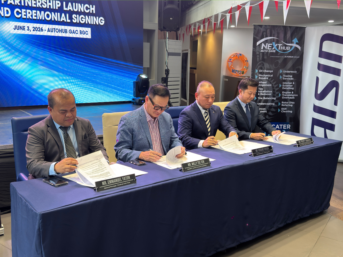 From left: Emmanuel Yator, Nexthub Auto Care General Manager; Willy Tee Ten, Autohub Group of Companies President; Keisuke Fukuda, Aisin Philippines Chief Representative; Pruett Tiraratn, Aisin Asia (Thailand) Vice President